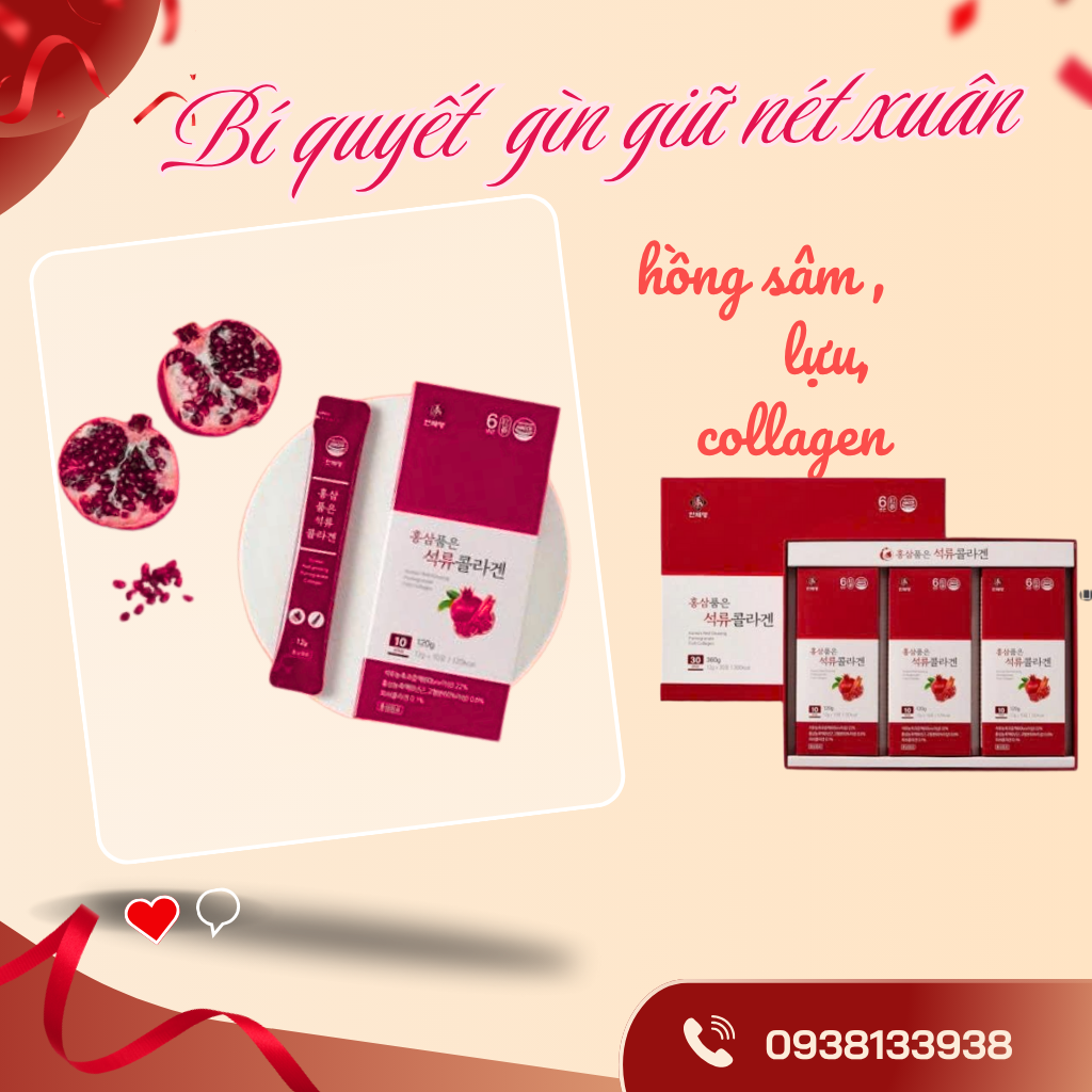 Nước Ép Lựu Hồng Sâm Collagen (Korean Red Ginseng Pomegranate Fish Collagen)