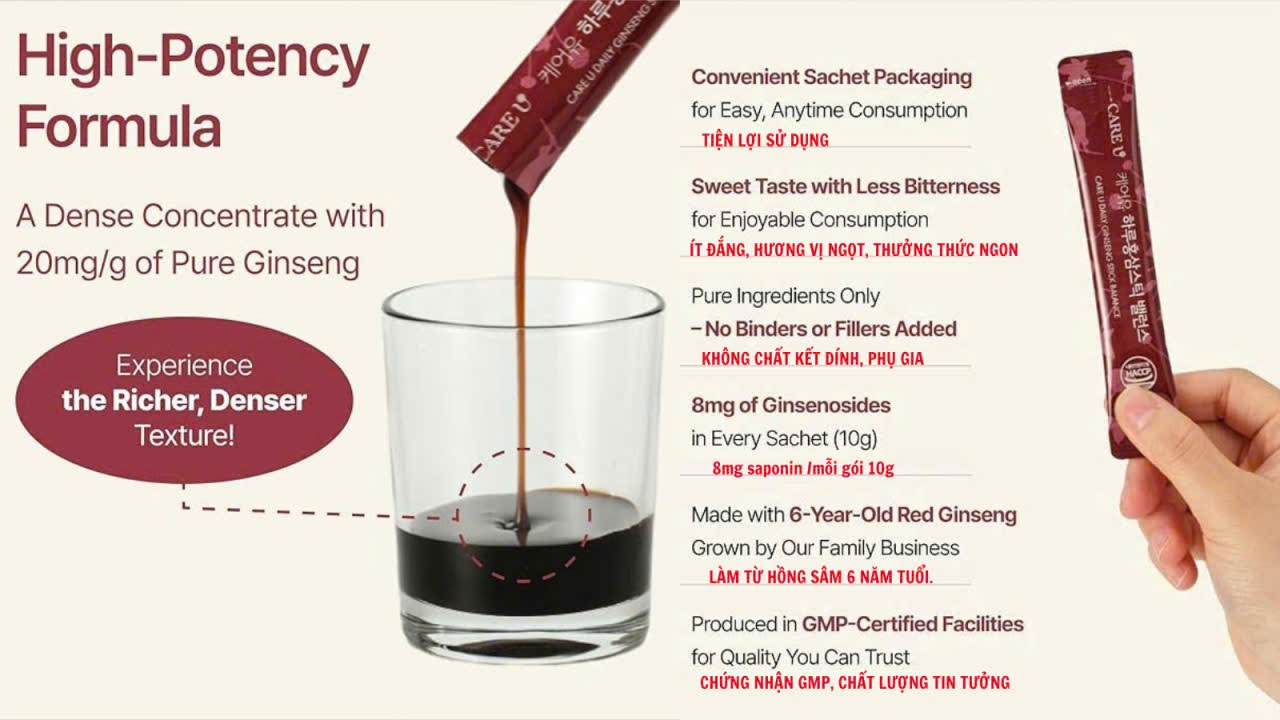 HỒNG SÂM CARE U 100 gói